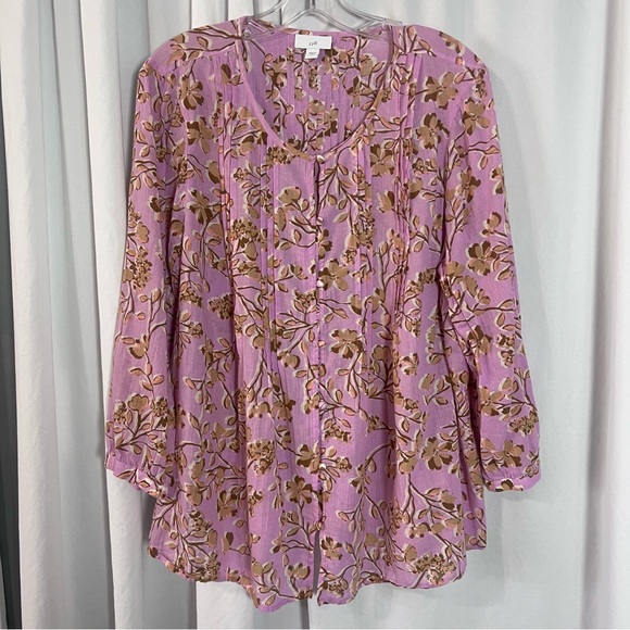 J.Jill Floral Button Up Women's Blouse - Picture 2 of 5